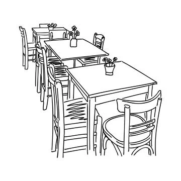 Street cafe in old town vector illustration Stock Illustration