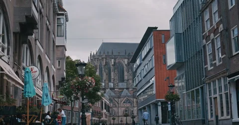 Street with Cathedral 8K Stock Footage 340605190