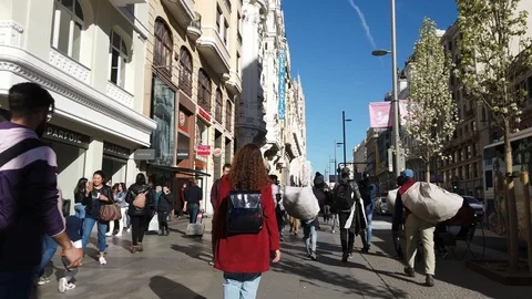 STREET IN CENTRAL MADRID Stock Footage 107165513