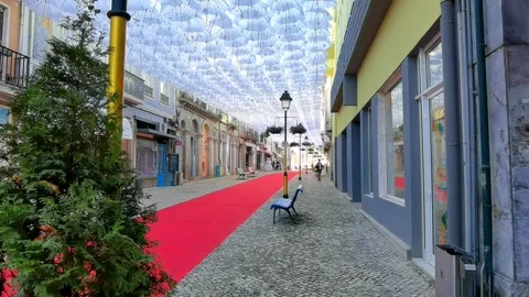 Street with Christmas decorations Stock Footage 165948058