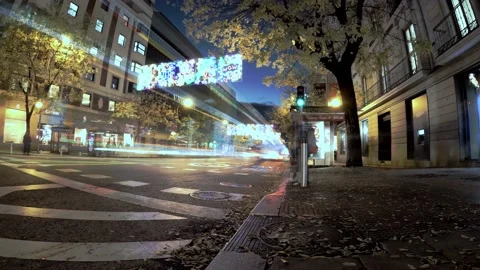 Street with christmas lighting Stock Footage 226994392