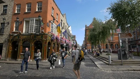A street in the city center of Dublin Stock Footage