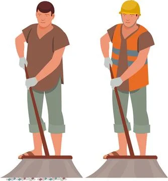 Street cleaner workers Stock Illustration