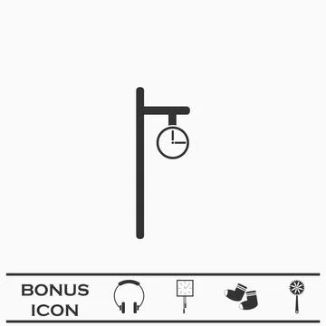 Street clock icon flat. Stock Illustration