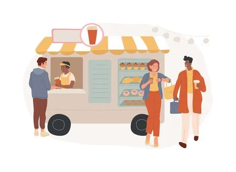 Street coffee isolated concept vector illustration. Ilustración de archivo