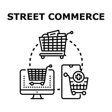 Street commerce concept creating retail online and offline purchasing Stock Illustration