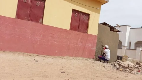 Street Construction Plastering Worker And Daily Life Kano Nigeria 動画素材 329483725
