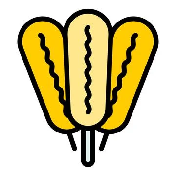 Street corn dog icon vector flat Illustrazione stock