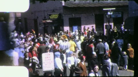 Street Crowd NEW ORLEANS Mardi Gras 1959 (Vintage Film Home Movie) 4149 Stock Footage