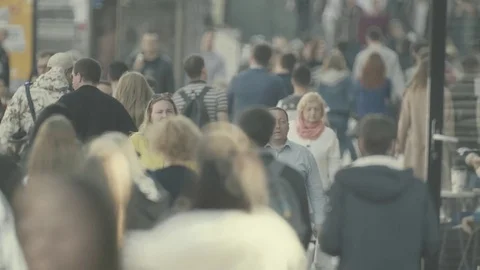 Street crowded with people. Crowd of people Stock Footage