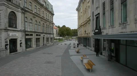 Street cyclist perspective car old town cobblestone Stock Footage 48475522