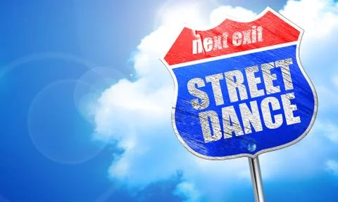 Street dance, 3D rendering, blue street sign Stock Illustration