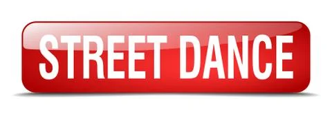 Street dance red square 3d realistic isolated web button Stock Illustration