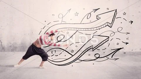 Street dancer with arrows and stars Stock Photos