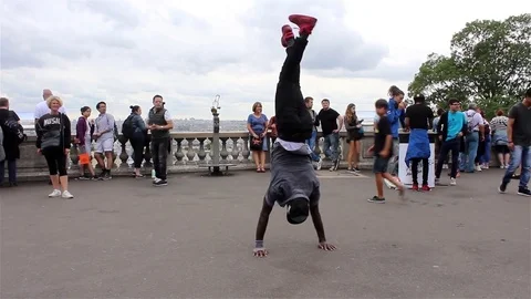 Street dancer doing a handstand Stock Footage 78501814