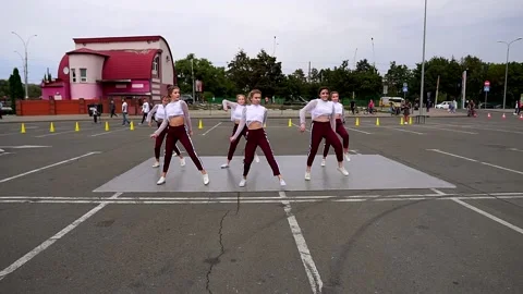 Street dancers show a dance master class Stock Footage 169594867