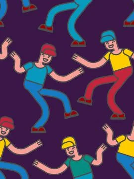 Street dancing seamless pattern. Guy dancing background Illustrazione stock