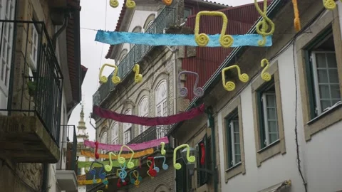 Street decorated with musical notes Stock Footage 169183835