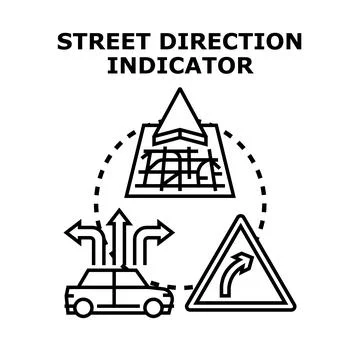 Street direction indicator concept navigating road traffic Stock Illustration