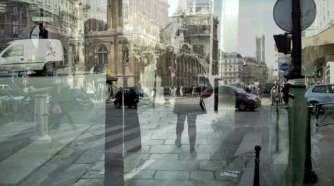 Street double exposure 3. Stock Footage 1806187