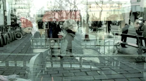 Street double exposure. Stock Footage 1806163