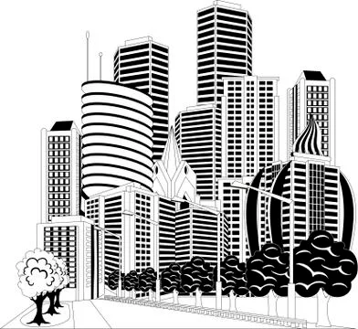 Street in downtown Stock Illustration
