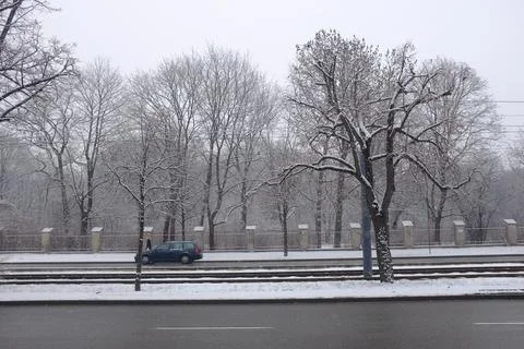 Street during winter Stock Photos