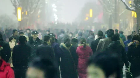 Street at dusk in china Stock Footage 1072173