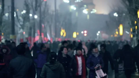 Street at dusk in china Stock Footage 1075349