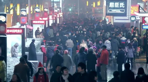 Street at dusk in china Stock Footage 1076531