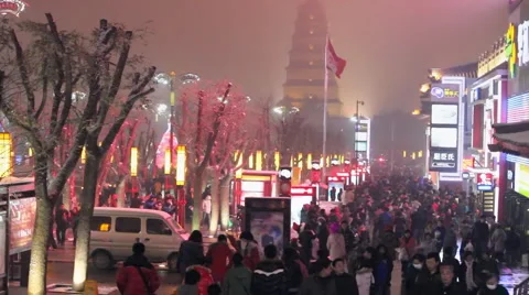 Street at dusk in china Stock Footage 1076607