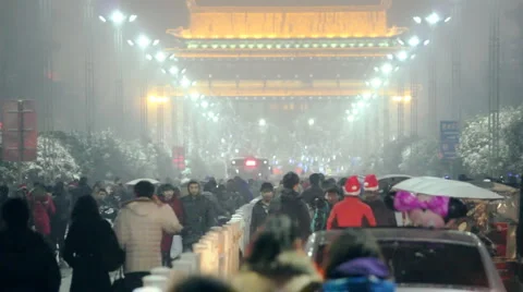 Street at dusk in china Stock Footage 1078905