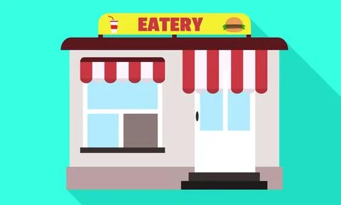 Street eatery icon, flat style Stock Illustration