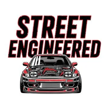 Street engineered car with bold design and red accents on white background Stock Illustration