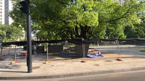 Street environment in Shanghai is under lockdown Stock Footage 194475404