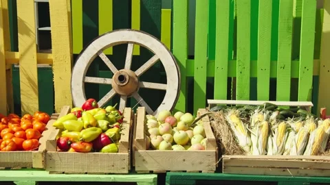 The street fair features vegetables Video stock 160409755