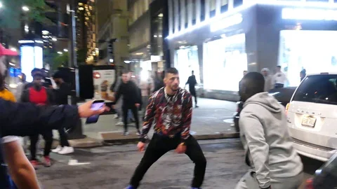 Street fight at night Stock Footage 114803831