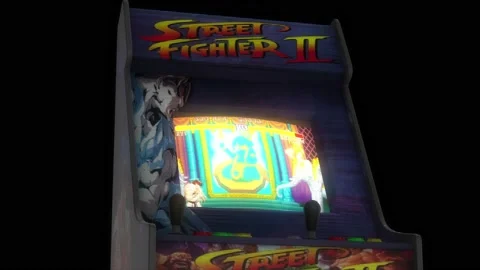 Street Fighter Game on an Old Atari Game Console 4k Stock Footage 200803304