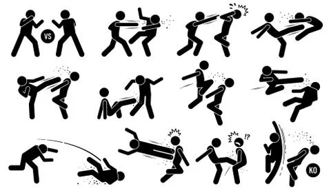 Street fighting attacking stance. Stock Illustration