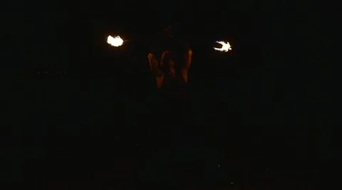 Street fire dancer at night Stock Footage 67629814