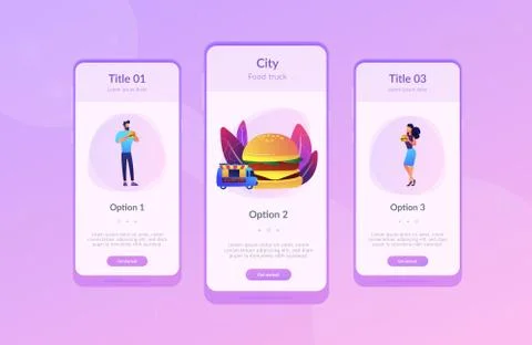 Street food app interface template. Stock Illustration