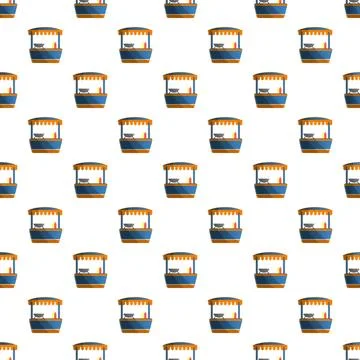Street food stall flat pattern background illustrating street vending イラスト素材