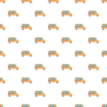 Street food van flat pattern seamless background design Stock Illustration