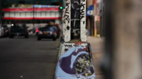 Street Graffiti Rack Focus Stock Footage 37518258