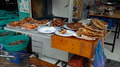 Street grill cafe. Stock Footage 114307145