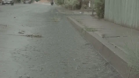 Street gutter water Stock Footage 25602803