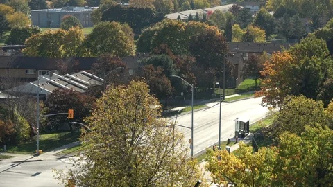 Street intersection in the city in autumn Stock Footage 118976250