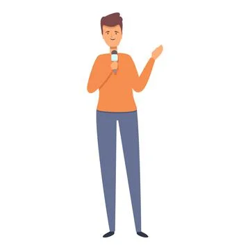 Street interview icon cartoon vector. Tv news Stock Illustration