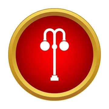 Street lamp icon on red button with frame 스톡 일러스트