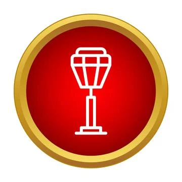 Street lamp icon on red button with gold border Stock Illustration